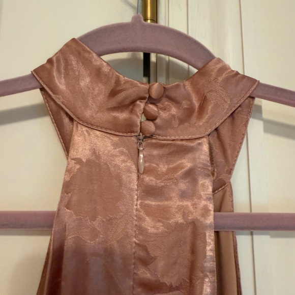 NWT Lulu's Light Rose Floral Satin Jacquard Maxi slit Dress size S - Picture 3 of 10